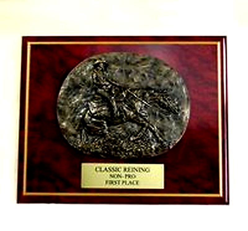 Oval "Ride N' Slide" Reining Horse Relief Plaque