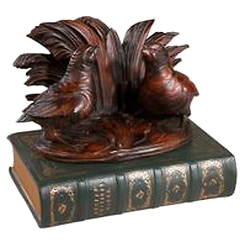 Quail On A Book Statue