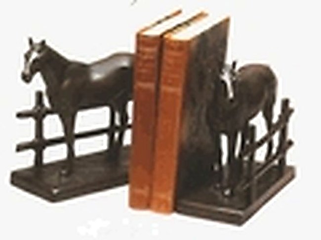 Burlwood Finish Horse and Fence Bookends