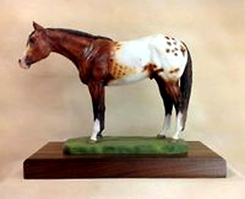 Full Body Large Size "Appaloosa" Statue On Walnut