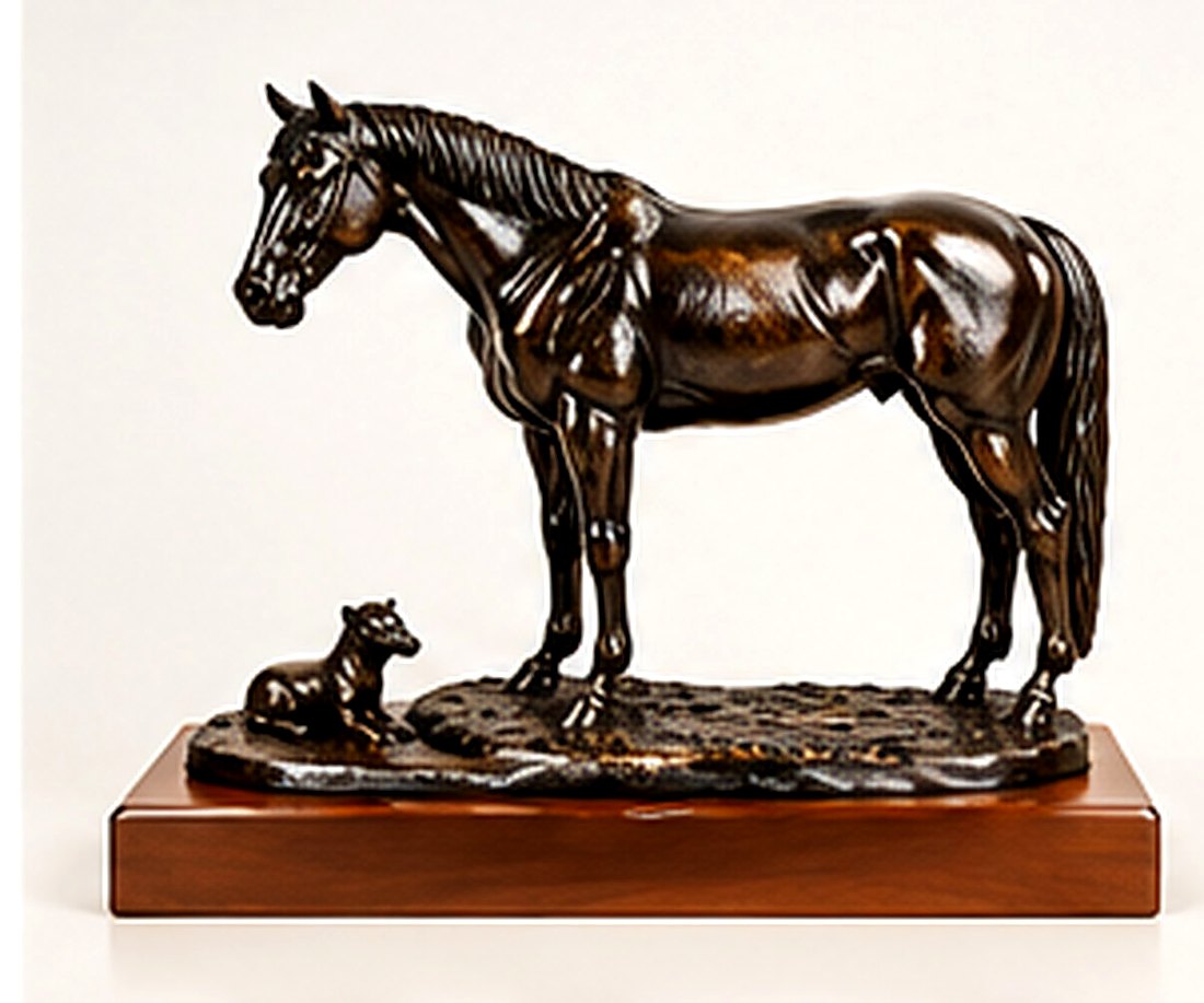 Antique Bronze "Best Friends" Trophy Statue