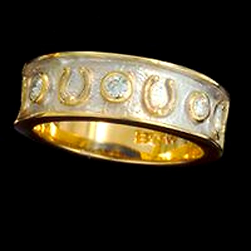 Ladies Diamond Studded Horseshoe Ring