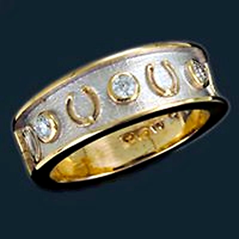 Mens Diamond Studded Horseshoe Ring