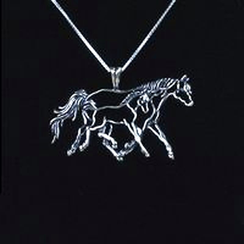 Running Mare & Foal Necklace with Box Chain