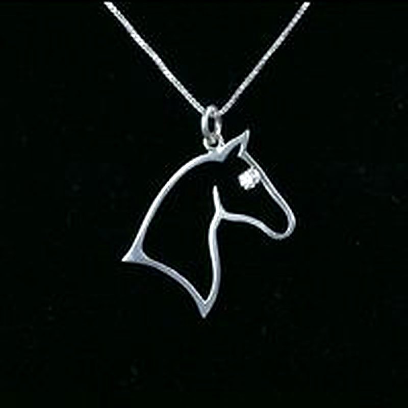 Outline HorseHead CZ Eye Necklace