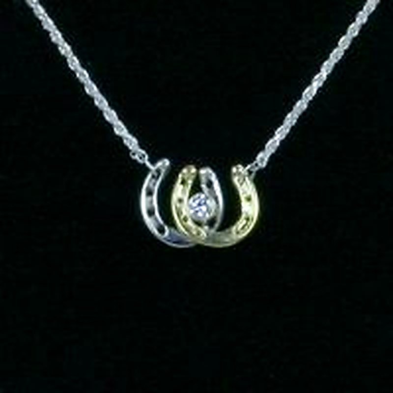 Overlapping Double Horseshoe & CZ Necklace
