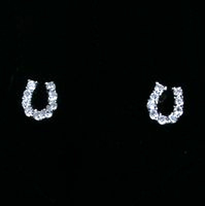 Small Horseshoe Stud Earrings with Cz