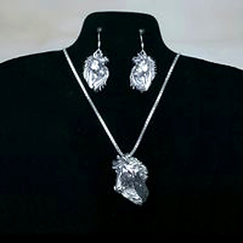 Windblown Horse Head Necklace & Earring Set